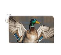 WAFICAC Hunting Flying Wild Ducks Coin Purse Canvas Wallet Cute Change Purse Small Storage Bag with Zipper