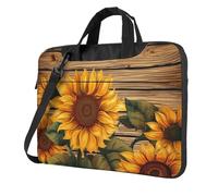 WAFICAC Laptop Bag Men Women Paint Wooden Board Sunflower Laptop Shoulder Bag with Strap and Handle Light Computer Briefcase