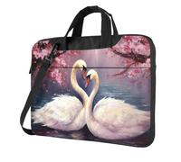 WAFICAC Laptop Bag Men Women White Swans with Floral Tree Laptop Shoulder Bag with Strap and Handle Light Computer Briefcase