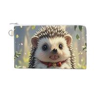 WAFICAC Lovely Hedgehog Coin Purse Canvas Wallet Cute Change Purse Small Storage Bag with Zipper