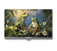 WAFICAC Many Frogs Sing on The Branches Card Holder Unisex Color Business Card Box Magnetic Travel Card Case Wallet Portable Business Card Carrier Suitable for Business Professionals Office