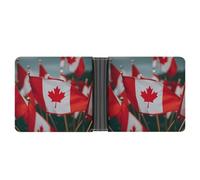 WAFICAC Many Small Canadian Flags Mens Wallet Slim Credit Card Holder Bifold Money Clip Portable Coin Purse Gifts for Men