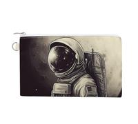 WAFICAC Moon Astronaut Coin Purse Canvas Wallet Cute Change Purse Small Storage Bag with Zipper