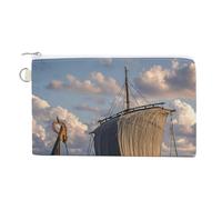 WAFICAC Old Boat Coin Purse Canvas Wallet Cute Change Purse Small Storage Bag with Zipper