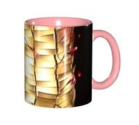 WAFICAC Paper Lantern Print Ceramic Coffee Mug 11OZ, Cute Modern Design for Home, Office, Café, or as Unique Gift for Coffee Lovers, Pink