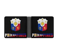 WAFICAC Philippines Flag Filipino Emblem Bifold Wallet for Men Women Leather Wallets Compact Purse with Card Slots