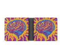 WAFICAC PSY Brain Bifold Wallet for Men Women Leather Wallets Compact Purse with Card Slots