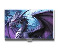 WAFICAC Purple Dragon Purple Moon Card Holder Unisex Color Business Card Box Magnetic Travel Card Case Wallet Portable Business Card Carrier Suitable for Business Professionals Office