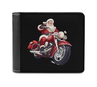 WAFICAC Santa Snowy Motorcycle Leather Wallet Card Holder Wallets Pocket Purse for Men and Women