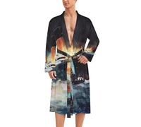 WAFICAC The Sinking of The Titanic Ship Men's Bathrobe Long Sleeve Spa Lounge Sleepwear Robe for Bathroom Home