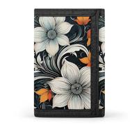 WAFICAC Trifold Wallet for Men, Novelty Boho Abstract Flowers Coin Purse Slim Money Clip Credit Card Holder with 8 Card Slots