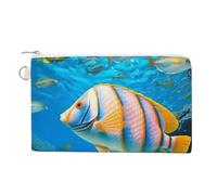 WAFICAC Tropical Sea Fish Coin Purse Canvas Wallet Cute Change Purse Small Storage Bag with Zipper