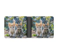 WAFICAC Two Little Cats Mens Wallet Slim Credit Card Holder Bifold Money Clip Portable Coin Purse Gifts for Men