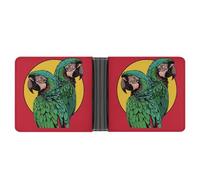 WAFICAC Two Red Parrots Mens Wallet Slim Credit Card Holder Bifold Money Clip Portable Coin Purse Gifts for Men