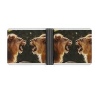 WAFICAC Two Roaring Lions Bifold Wallet for Men Women Leather Wallets Compact Purse with Card Slots