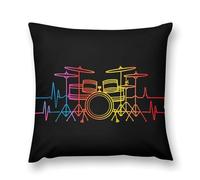 WAFICAC Vintage Drum Set Heartbeat Drumming Band Throw Pillow Covers Decorative Couch Pillowcases Accent Pillow Cases for Sofa Bed Living Room 26 "x26
