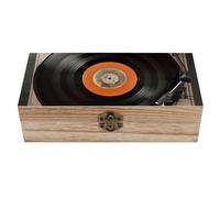 WAFICAC Wood Storage Box, Vintage Vinyl Record Retro Decor Box, Keepsake Box with Hinged Lock Chest, Jewelry Storage Container, Wooden Gift Boxe for Art Hobbies Home Storage