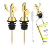WAFJAMF 2 Pcs Auto Flip Weighted Stainless Steel Bottle Pourers, Gold