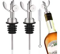 WAFJAMF 2 Pcs Weighted Stainless Steel Bottle Pourers, Self Closing Olive Oil Dispenser Spout, Auto Flip Feature Liquor Pour Spouts for Pours Liquid, Olive Oil, Wine, Vinegar (Silver)
