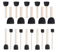 WAFJAMF 20 Pcs Round Sponge Paint Brush Set Wooden Handle Black