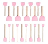 WAFJAMF 20 Pcs Round Sponge Paint Brush Set Wooden Handle Pink