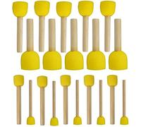 WAFJAMF 20 Pcs Round Sponge Paint Brush Set Wooden Handle Yellow