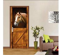 WAFJJ 3d door stickers murals horse Creative 3D Wall Self Adhesive Sticker Decal Art Decor Removable Waterproof Mural Poster Scene Window Door Room Nursery 77x200cm