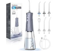 WAFLOO Portable Water Flosser - Rechargeable Oral Irrigator (300 ml Tank, 5 Cleaning Modes + 6 Nozzles) - Compact for Dental Care at Home & Travel