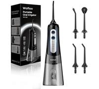 WAFLOO Water Flosser for Teeth Cordless: 4 Jet Tips 4 Modes Oral Irrigator Portable, 300ML Tank Rechargeable IPX7 Waterproof Water Flossing for Adults Teeth Cleaning Home and Travel