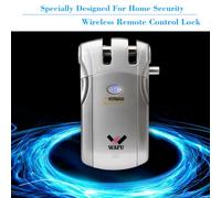 WAFU Keyless Door Lock Remote Control Lock No Lock Hole Design Tiger Lock Method USB External Power Source with 4 Remote Keys for Home Office Villa Security (Silver)