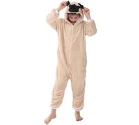 WAFUNNE Flannel Dog Costume Cosplay Halloween Animal Onesie for Kids Adults Boys Girls Child Pug 120