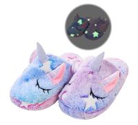 WAFUNNE Unicorn Slippers for Kids Glow in the Dark Girls Boys Luminous Indoor Slip-On Shoes E17