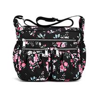 Wafybsre Women Shoulder Bag Waterproof Nylon Shoulder Bag Travel Crossbody Bag, Peach Flowers, One Size