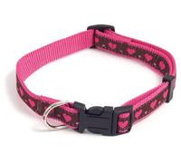 Wag 'N' Walk Adjustable Dog Collar - Pink Heart - 36 - 51cm x 19mm