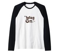 Wag On: Playful Dog Lover Design with Paw Raglan Baseball Tee, Men, Black/White, S