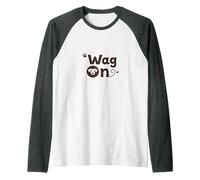 Wag On: Playful Dog Lover Design with Paw Raglan Baseball Tee, Men, Dark Heather/White, S