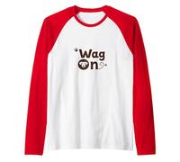 Wag On: Playful Dog Lover Design with Paw Raglan Baseball Tee, Men, Red/White, L