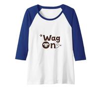 Wag On: Playful Dog Lover Design with Paw Raglan Baseball Tee, Women, Royal Blue/White, M