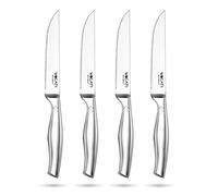 WAGATI Steak Knives Set of 4, Rust Free Stainless Steel Steak Knives with Sharp Serrated Edge with Non Slip Handle