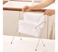 WAGENSTEIGER Stainless Steel Dishcloth & Towel Drying Rack for Kitchen Countertop, 6 Arms, Foldable Compact Design with Non-Slip Rubber Caps, Minimalist Storage, 11.02 in x 7.48 in x 10.63 in