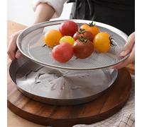 WAGENSTEIGER Stainless Steel Mesh Tray Set with Drip Pan, Air Fryer Basket and Tray, Kitchen Colander, Vegetable and Fruit Strainer, Food Filter, BBQ Prep Tool, Fruit Serving Dishes (11.42 inch)