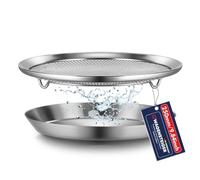 WAGENSTEIGER Stainless Steel Mesh Tray Set with Drip Pan, Air Fryer Basket and Tray, Kitchen Colander, Vegetable and Fruit Strainer, Food Filter, BBQ Prep Tool, Fruit Serving Dishes (9.84 inch)