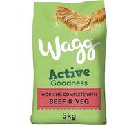 Wagg Active Goodness Complete Dry Adult Dog Food Beef & Veg 5kg (Pack of 3) - For All Active Working Dog Breeds