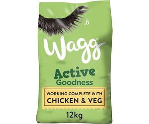 Wagg Active Goodness Complete Dry Adult Dog Food Chicken 12kg | Meaty Ingredients Come 1st - 100% Balanced with Natural Ingredients - Supports Digestive Health