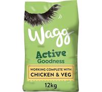 Wagg Active Goodness Complete Dry Adult Dog Food Chicken & Veg 12kg - For All Active Working Dog Breeds