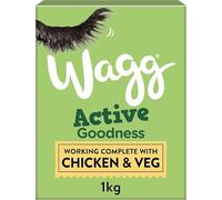 Wagg Active Goodness Complete Dry Adult Dog Food Chicken & Veg 1kg (Pack of 5) - For All Active Working Dog Breeds