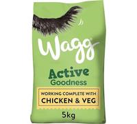 Wagg Active Goodness Complete Dry Adult Dog Food Chicken & Veg 5kg (Pack of 3) - For All Active Working Dog Breeds