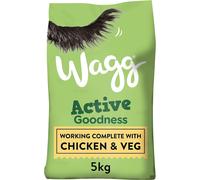Wagg Active Goodness Complete Dry Adult Dog Food Chicken & Veg 5kg (Pack of 3) - For All Active Working Dog Breeds