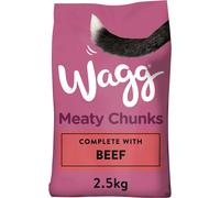 Wagg Meaty Chunks Complete Dry Adult Dog Food Beef 2.5kg (Pack of 4) - Meaty & Delicious