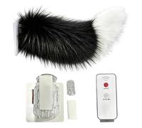 Wagging Tail for Car, Rechargeable Cat Tail for Car Trunk, Adorable Remote Electric Furry Cars Tails, Remote Control & Voice Control Available, Drive in Style, Be The Focus (Black)